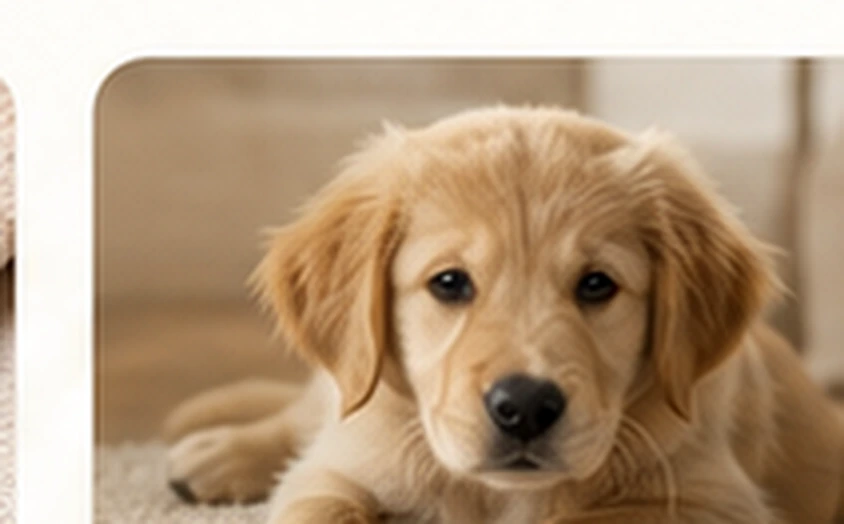 Golden retriever puppy resting indoors